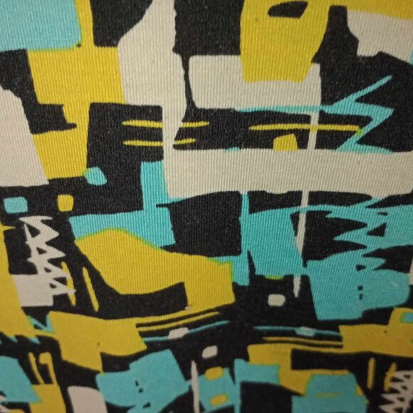 LuLaRoe Aqua + Yellow Geometric Print Top Size Small - Picture 6 of 9